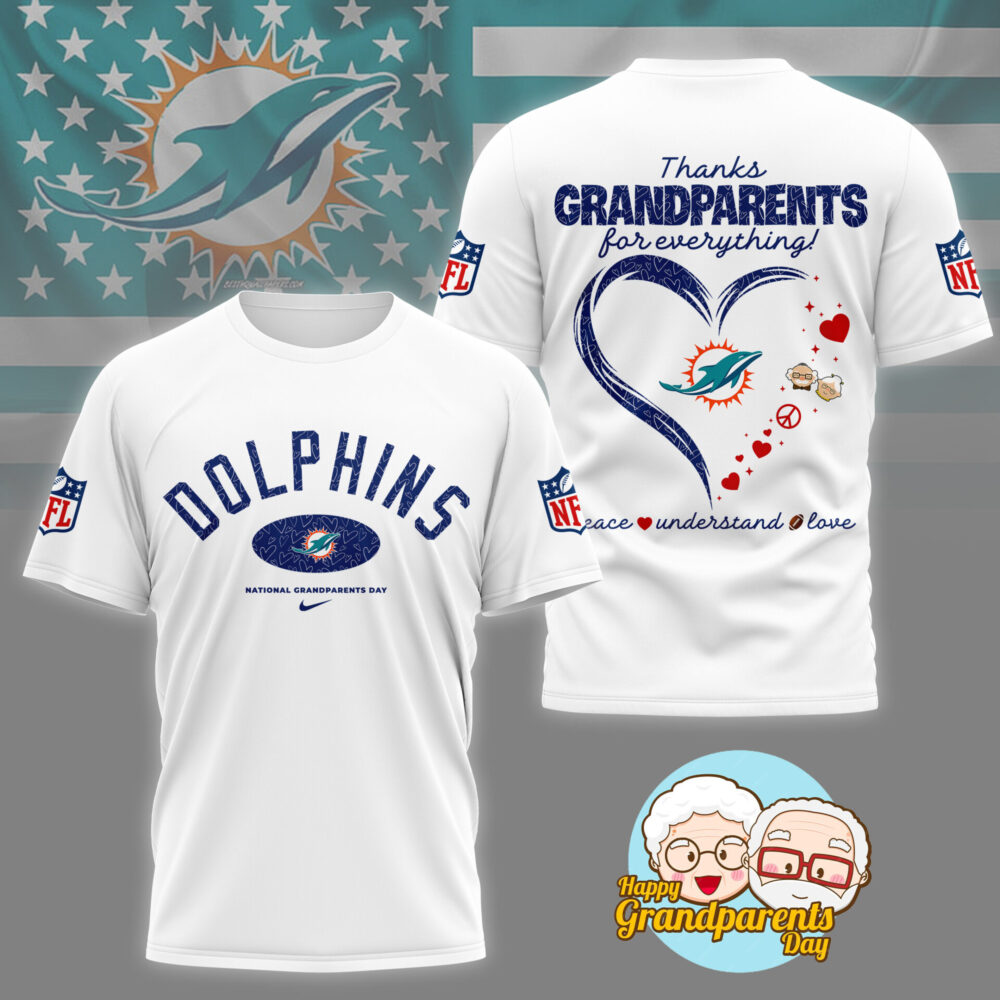 Miami Dolphins | Premium National Grandparents Day 3D Shirt NY - White