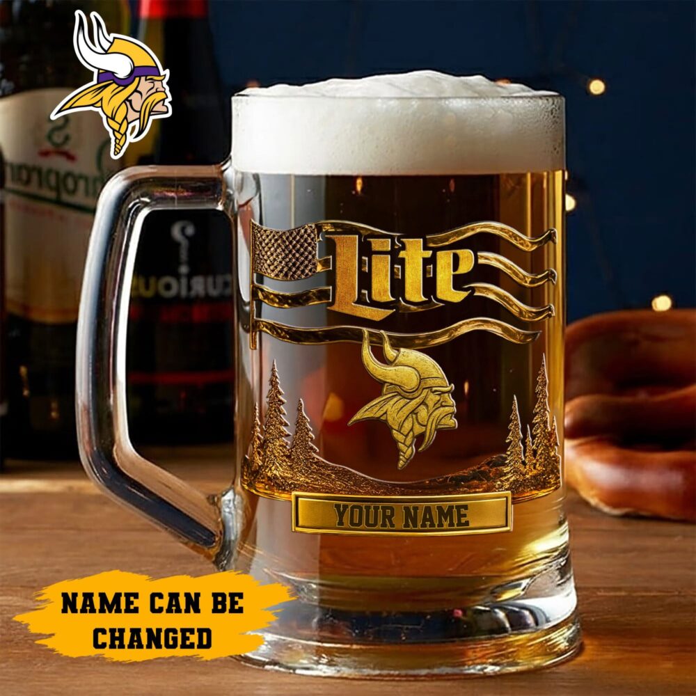 Minnesota Vikings | Premium NFL Miller Lite Beer Glasses NY