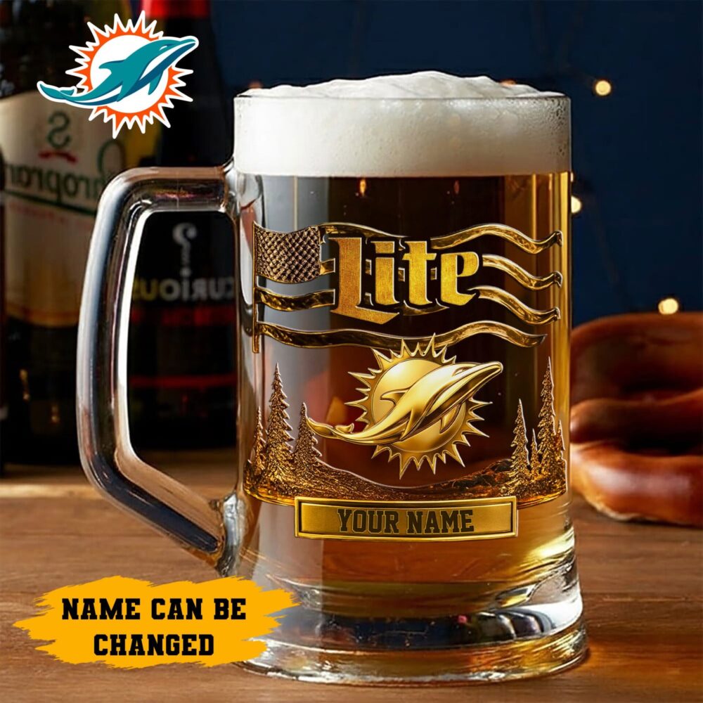 Miami Dolphins | Premium NFL Miller Lite Beer Glasses NY