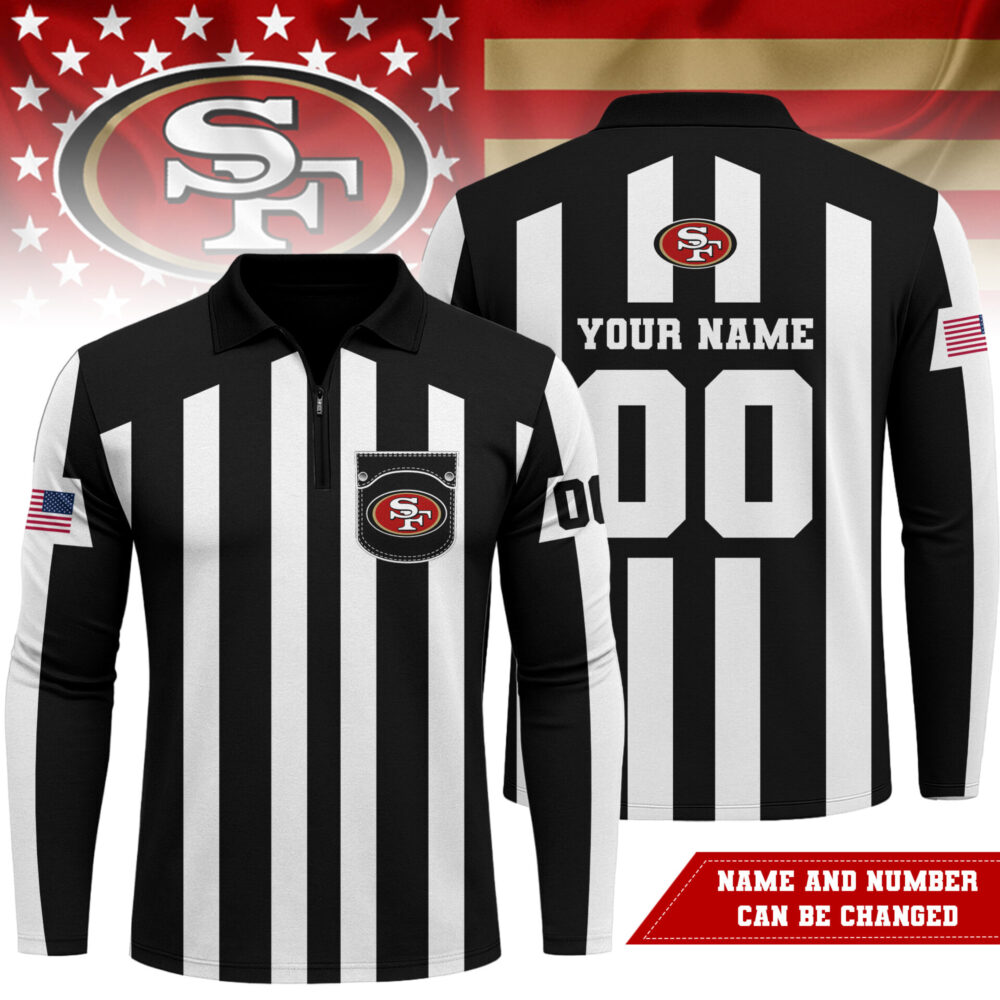 San Francisco 49ers | Premium NFL Referees 3D Zipper Long Sleeve Polo Shirt
