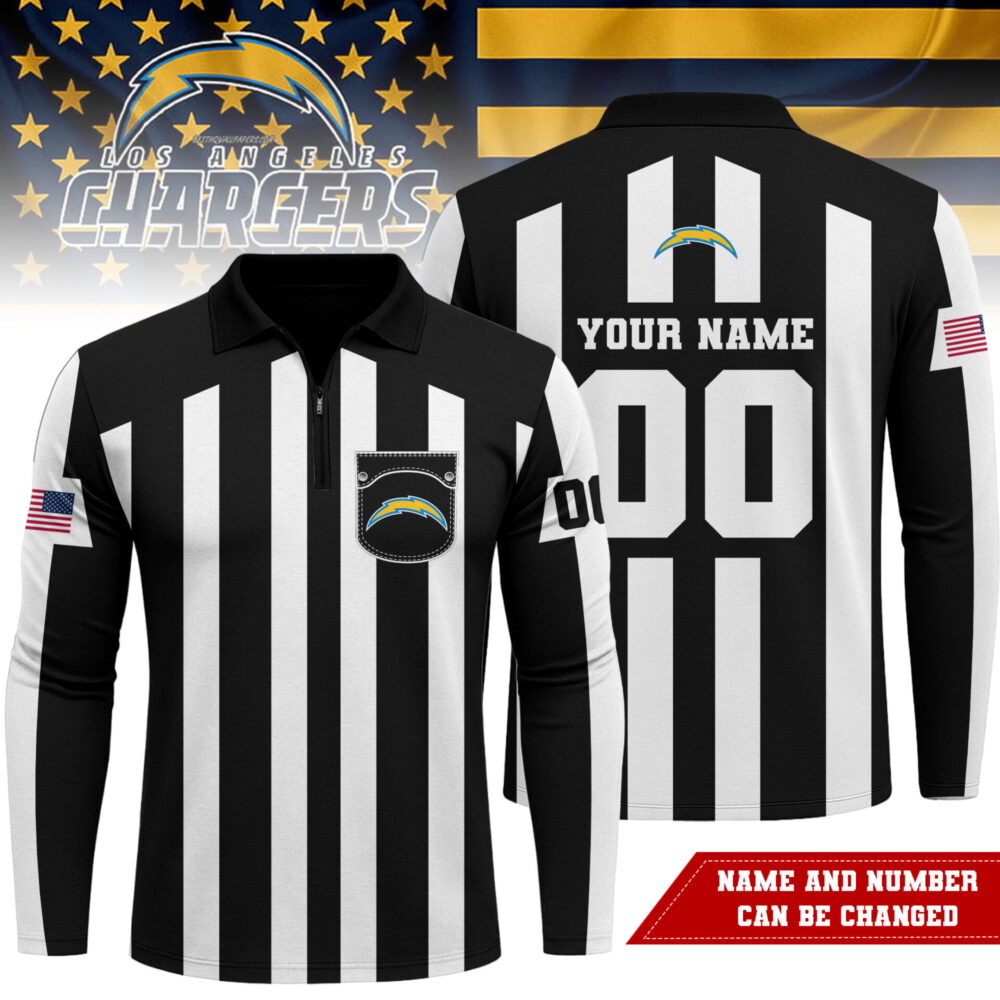 Los Angeles Chargers | Premium NFL Referees 3D Zipper Long Sleeve Polo Shirt