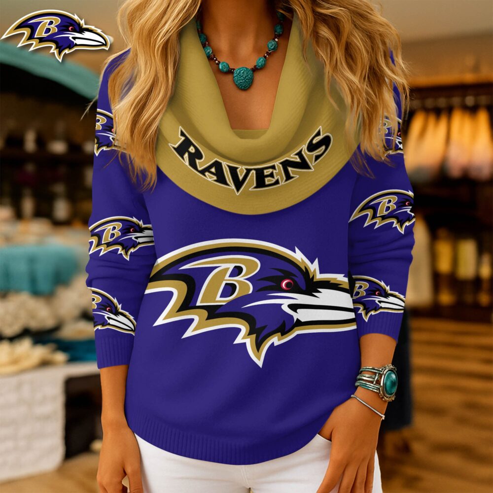 Baltimore Ravens | Premium NFL Fan Cowl Neck Sweater 3D Shirt NY - S
