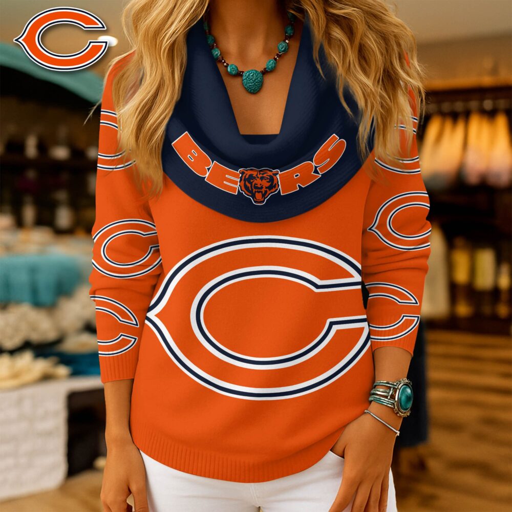 Chicago Bears | Premium NFL Fan Cowl Neck Sweater 3D Shirt NY - S