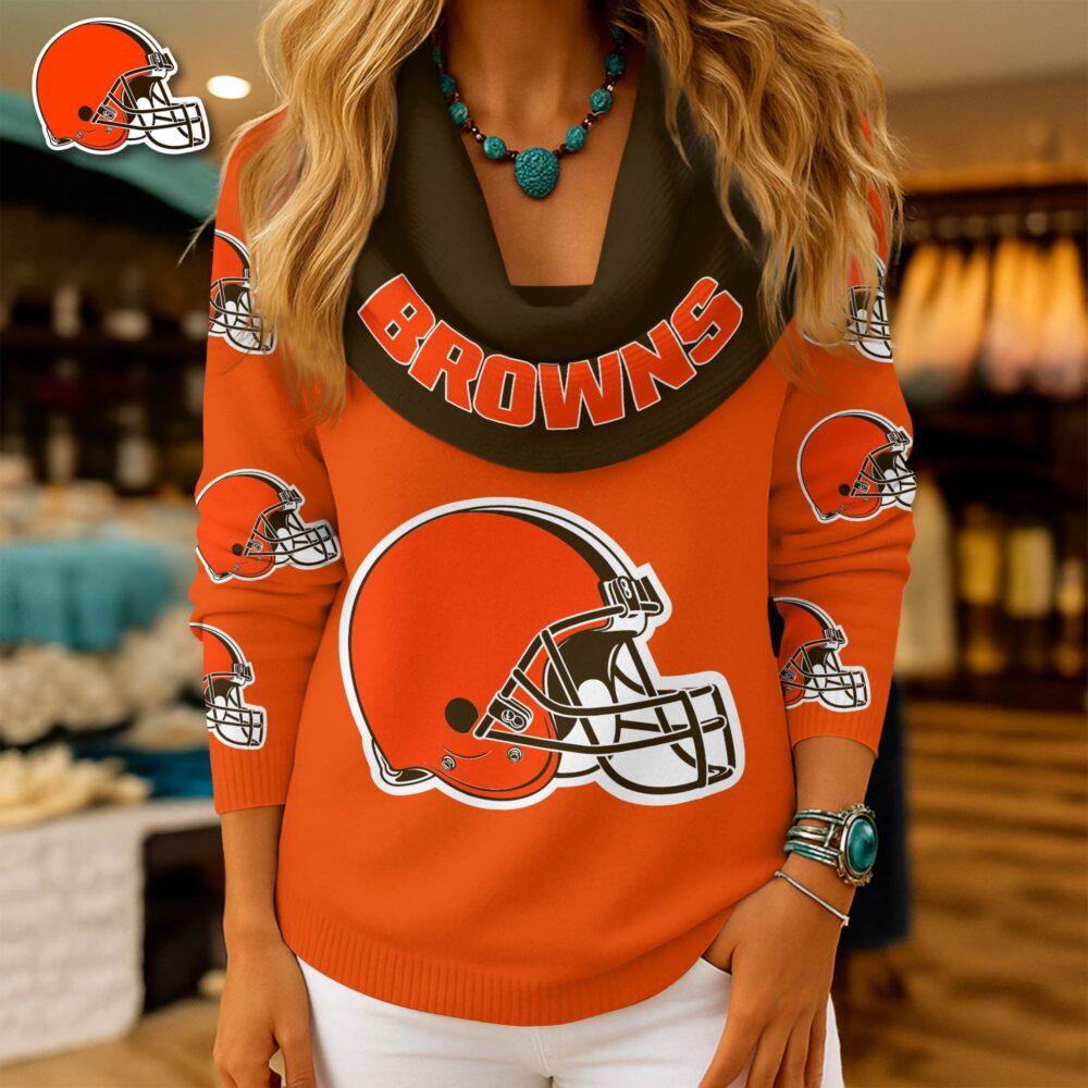Cleveland Browns | Premium NFL Fan Cowl Neck Sweater 3D Shirt NY
