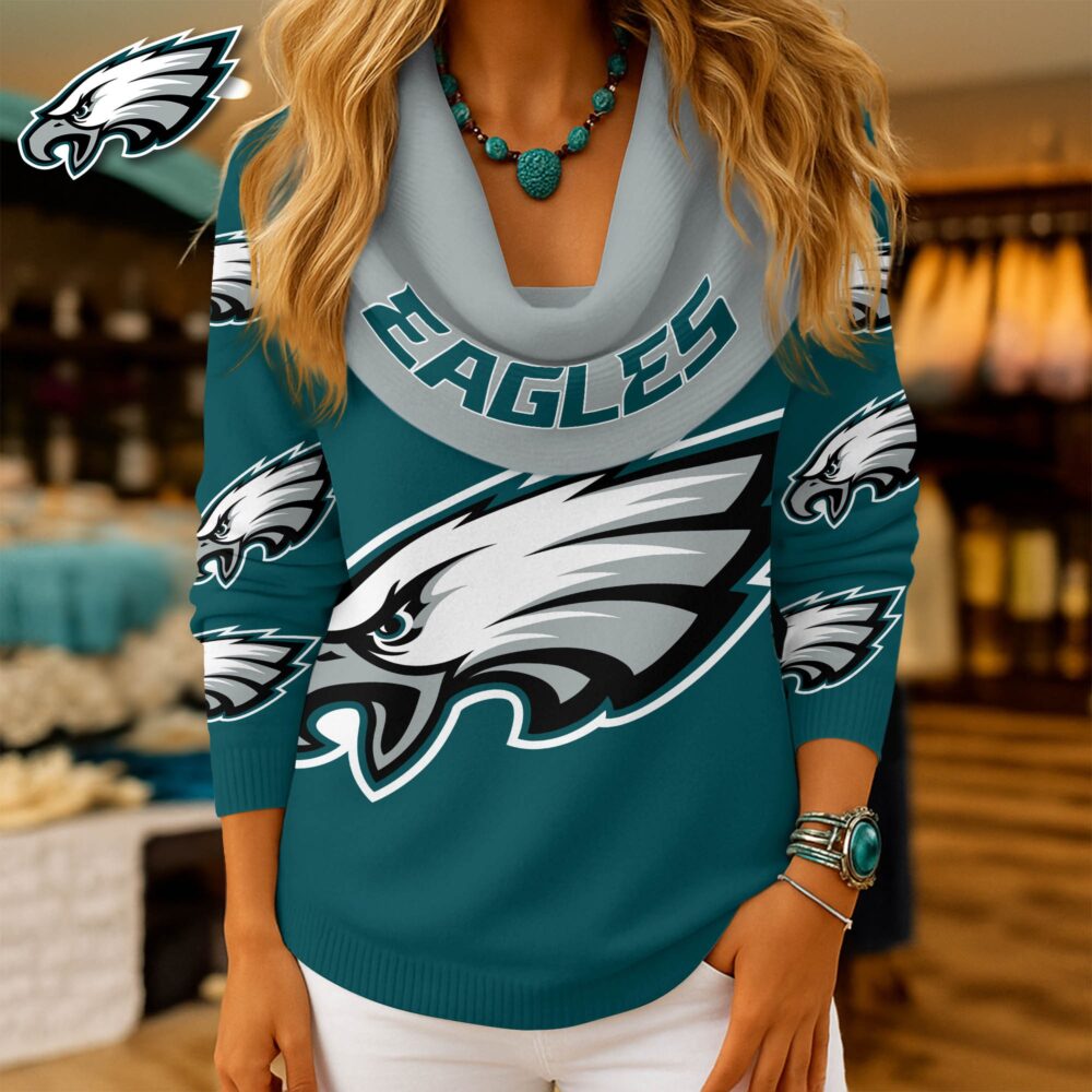 Philadelphia Eagles | Premium NFL Fan Cowl Neck Sweater 3D Shirt NY - L