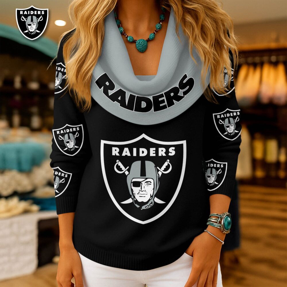 Las Vegas Raiders | Premium NFL Fan Cowl Neck Sweater 3D Shirt NY - 2XL