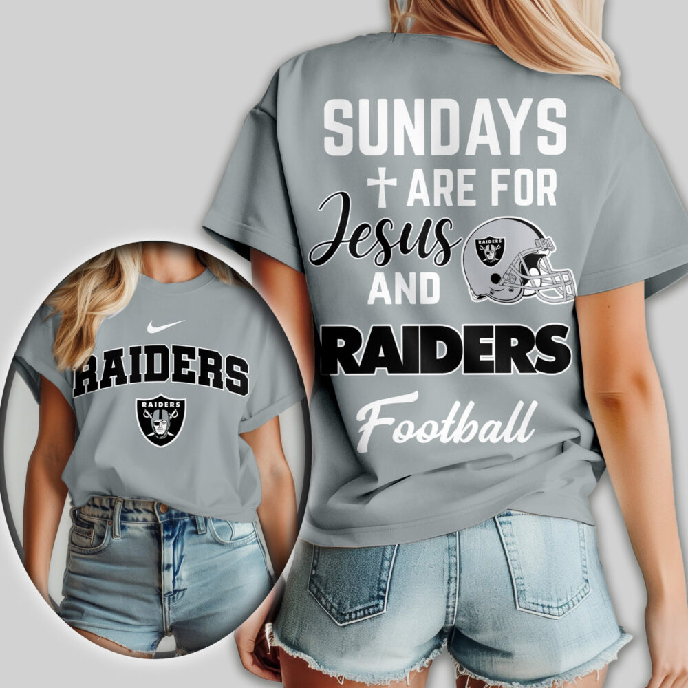 Las Vegas Raiders | Premium NFL Sundays Are For Jesus and Football Women Shirt TD