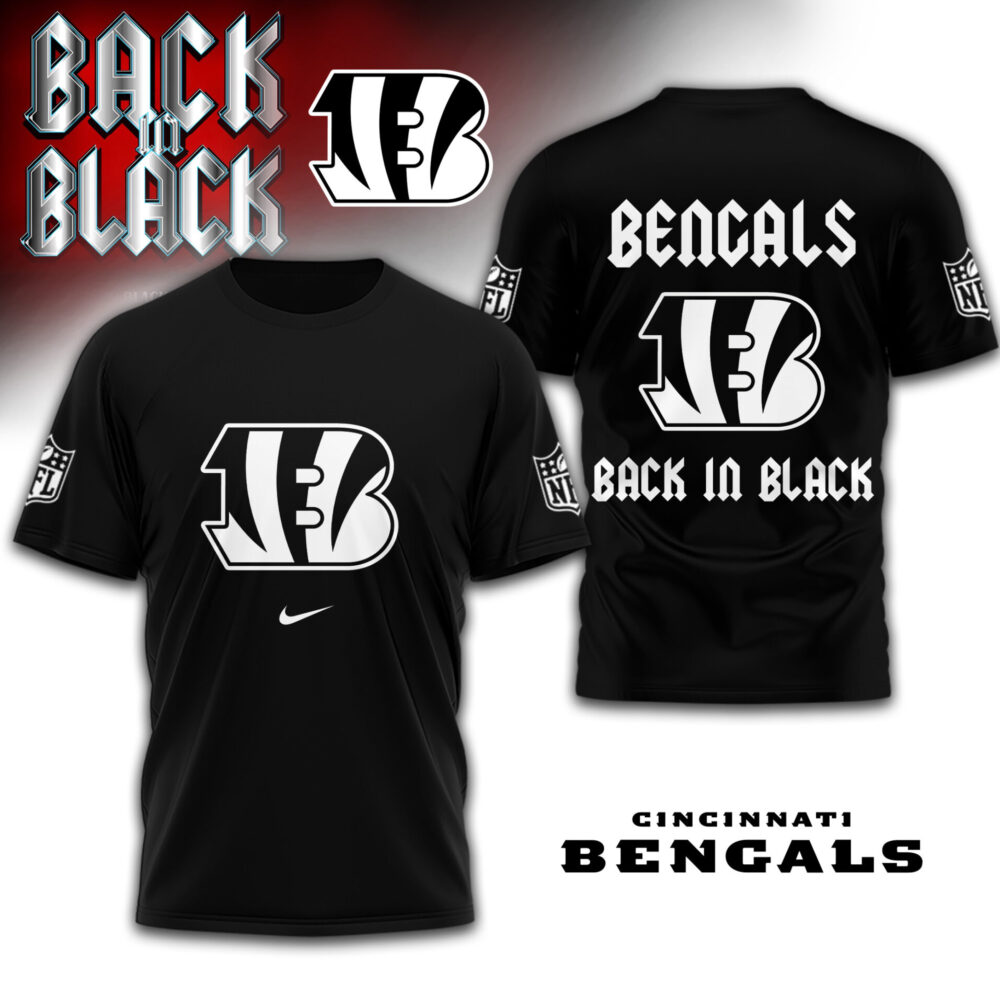 Cincinnati Bengals | Premium NFL Back In Black 3D Shirt TD