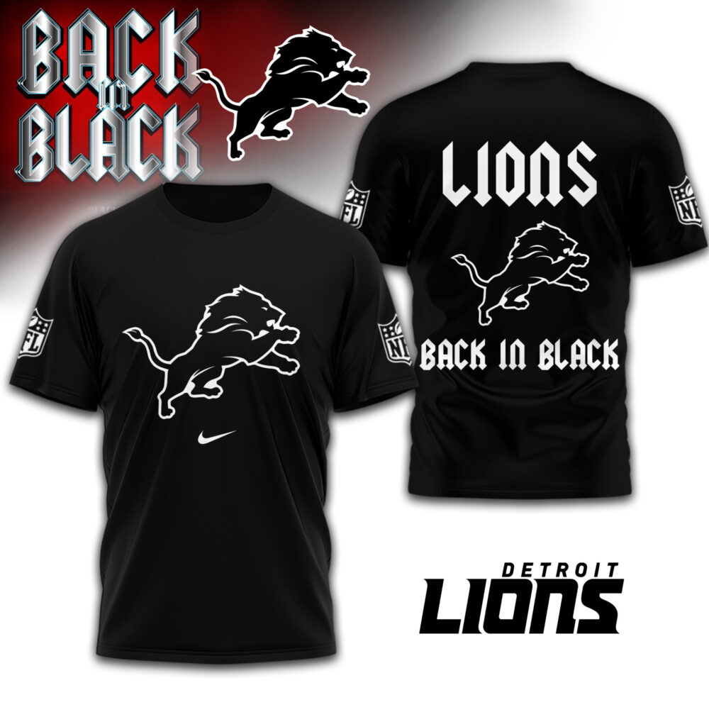 Detroit Lions | Premium NFL Back In Black 3D Shirt TD