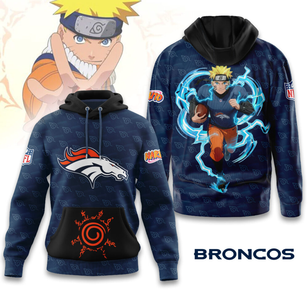 Denver Broncos | Premium NFL x Naruto Limited Edition Hoodie MM - 5XL, Blue