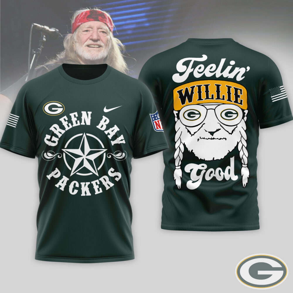 Green Bay Packers | Premium NFL Willie Nelson 3D Shirt - 4XL, Green
