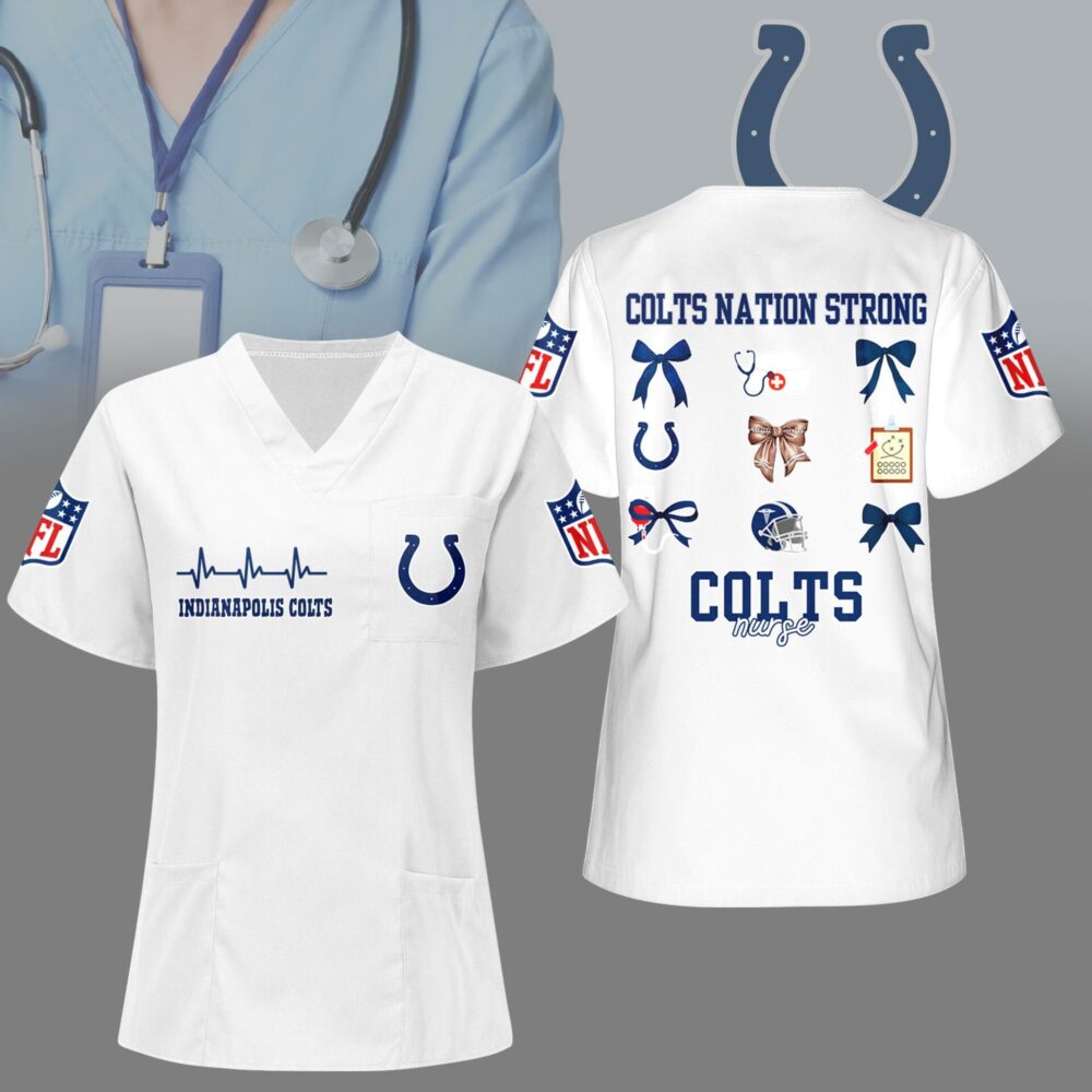 Indianapolis Colts | Premium NFL Nurse Hearts And Bows Scrub Shirt NY