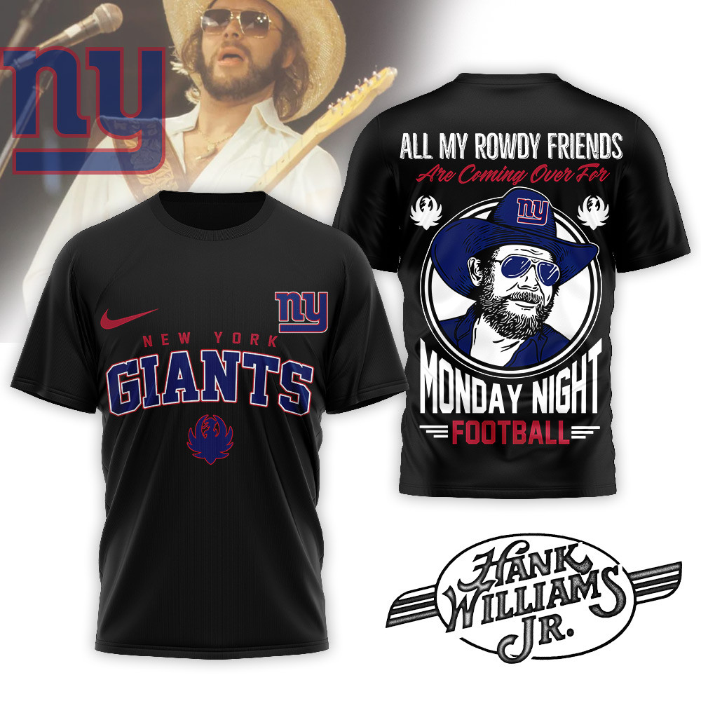 New York Giants | Premium NFL Hank Williams Jr. 3D Shirt MM - 4XL, Black