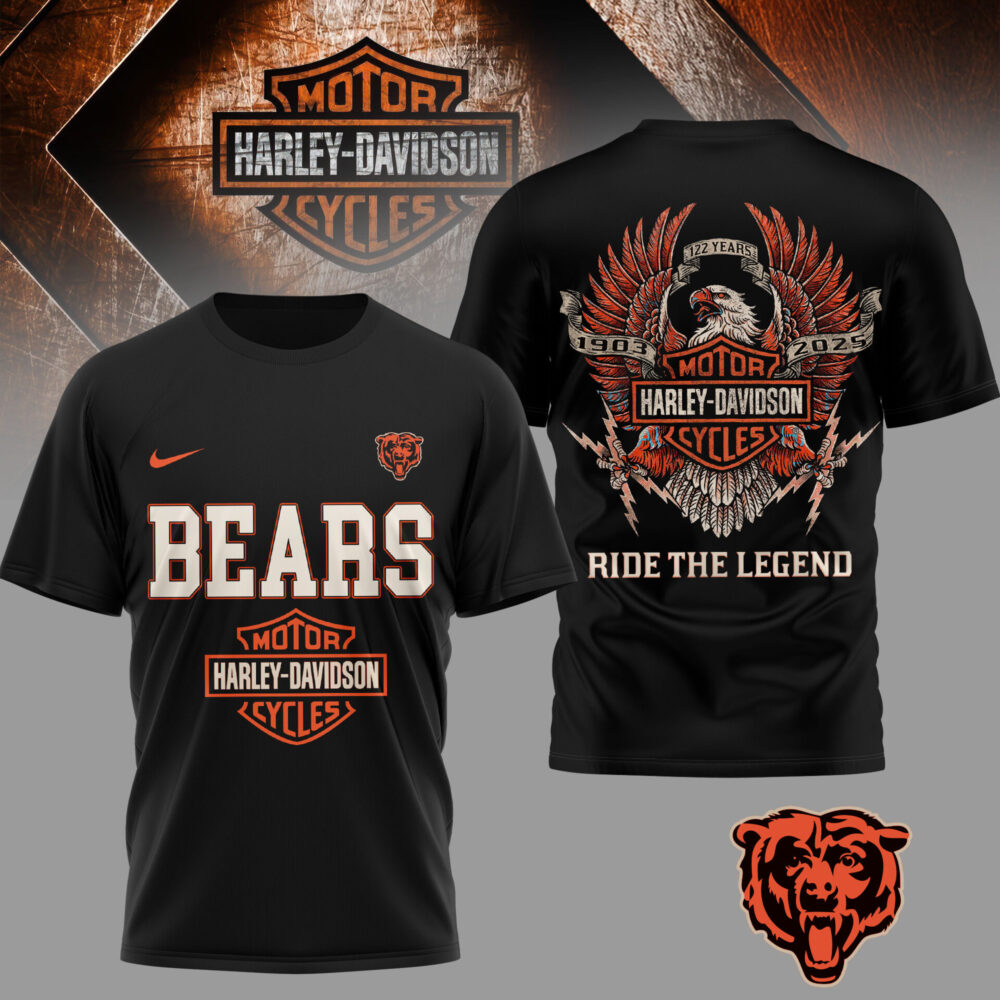 Chicago Bears | Premium NFL 122 Year Harley Davidson 3D Shirt TD - L