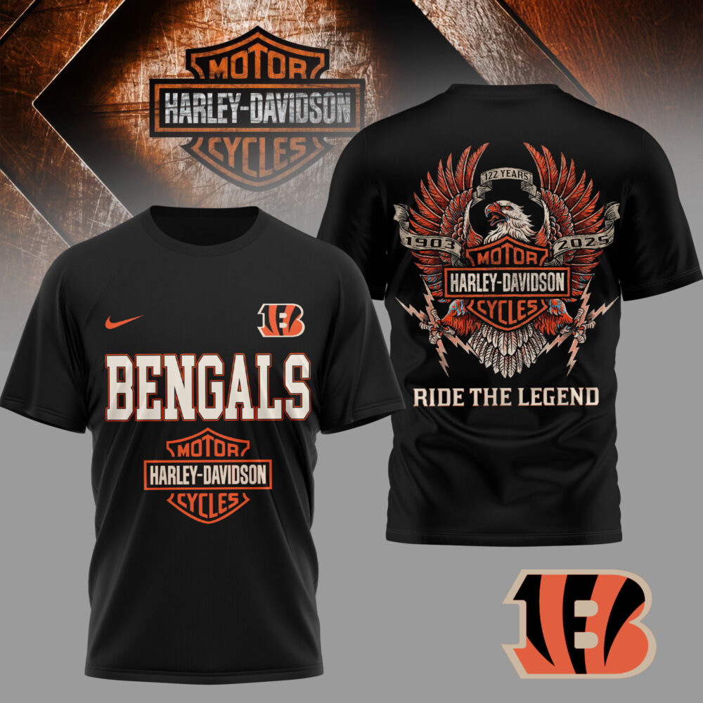 Cincinnati Bengals | Premium NFL 122 Year Harley Davidson 3D Shirt TD
