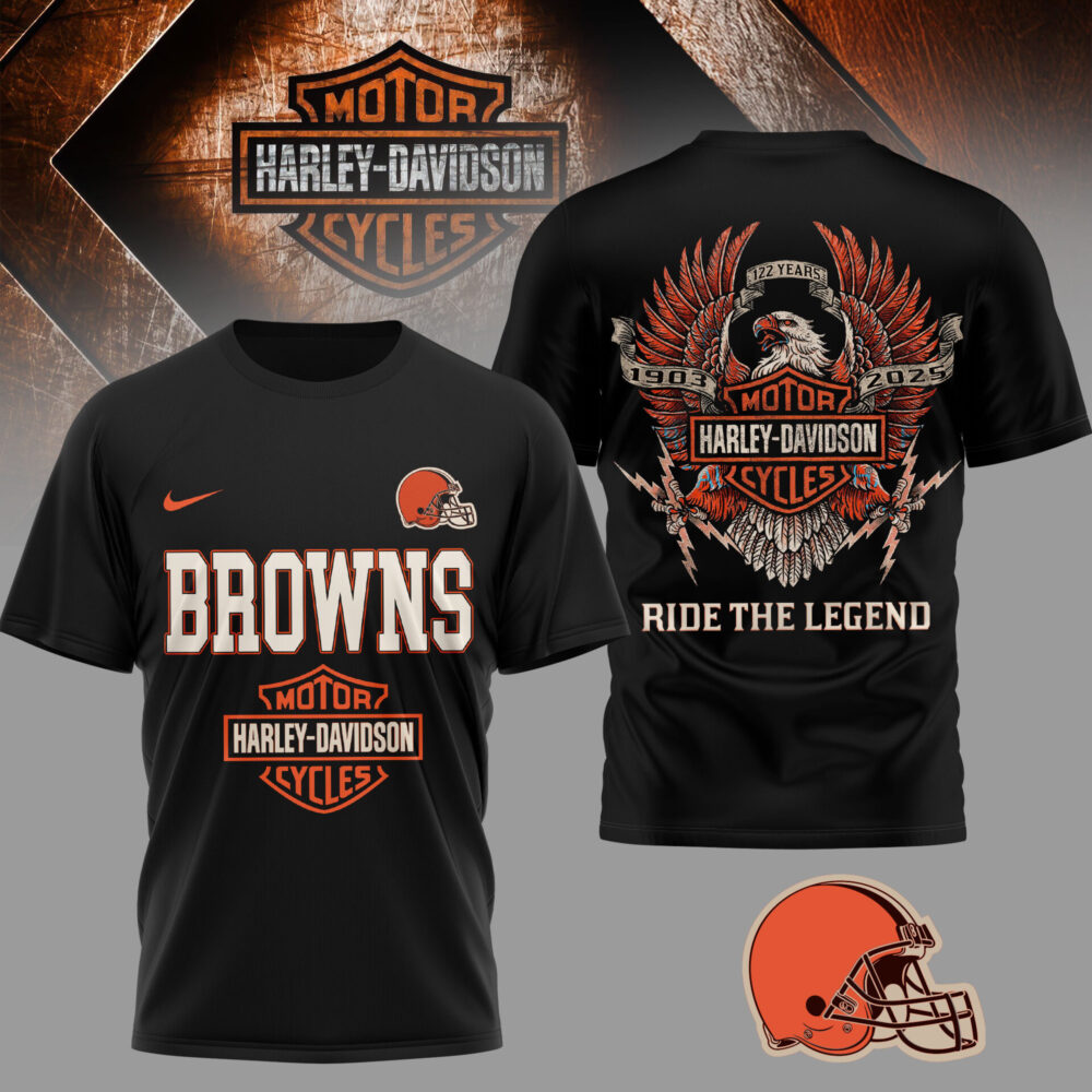 Cleveland Browns | Premium NFL 122 Year Harley Davidson 3D Shirt TD