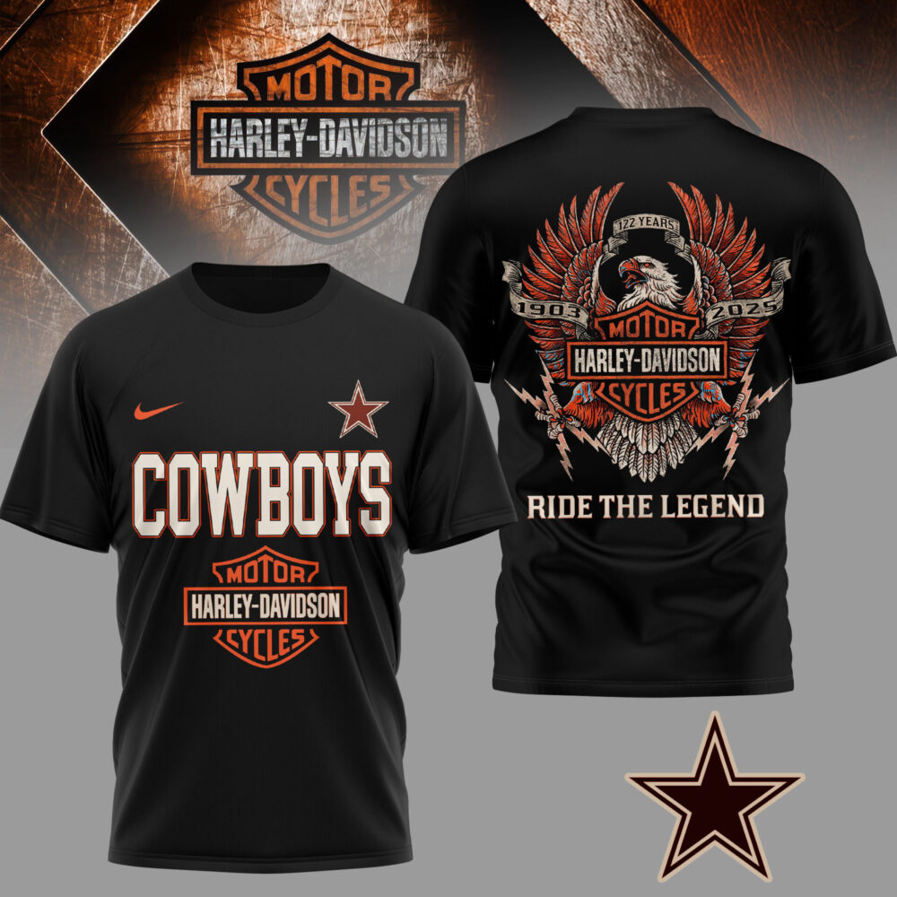 Dallas Cowboys | Premium NFL 122 Year Harley Davidson 3D Shirt TD
