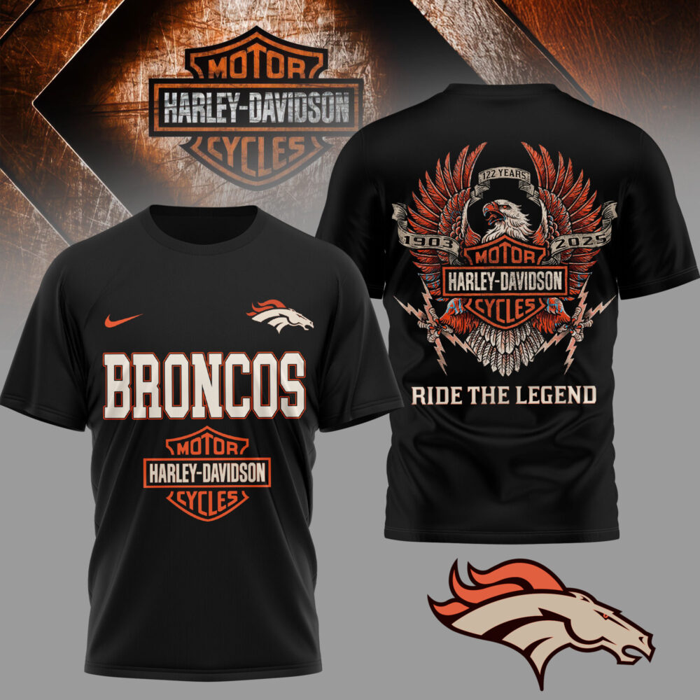 Denver Broncos | Premium NFL 122 Year Harley Davidson 3D Shirt TD