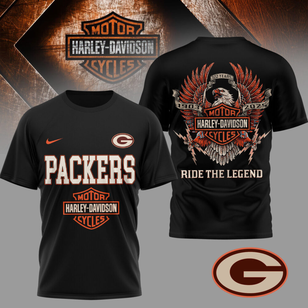 Green Bay Packers | Premium NFL 122 Year Harley Davidson 3D Shirt TD