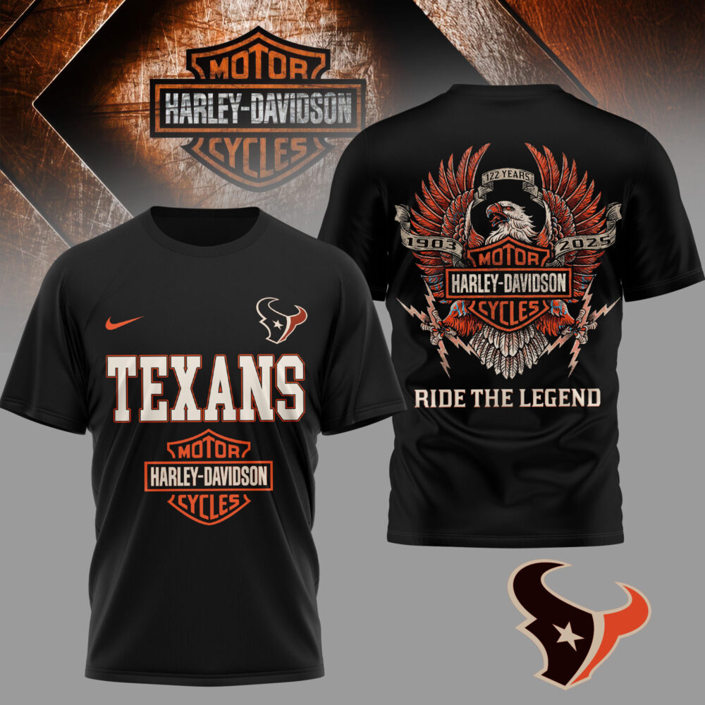 Houston Texans | Premium NFL 122 Year Harley Davidson 3D Shirt TD