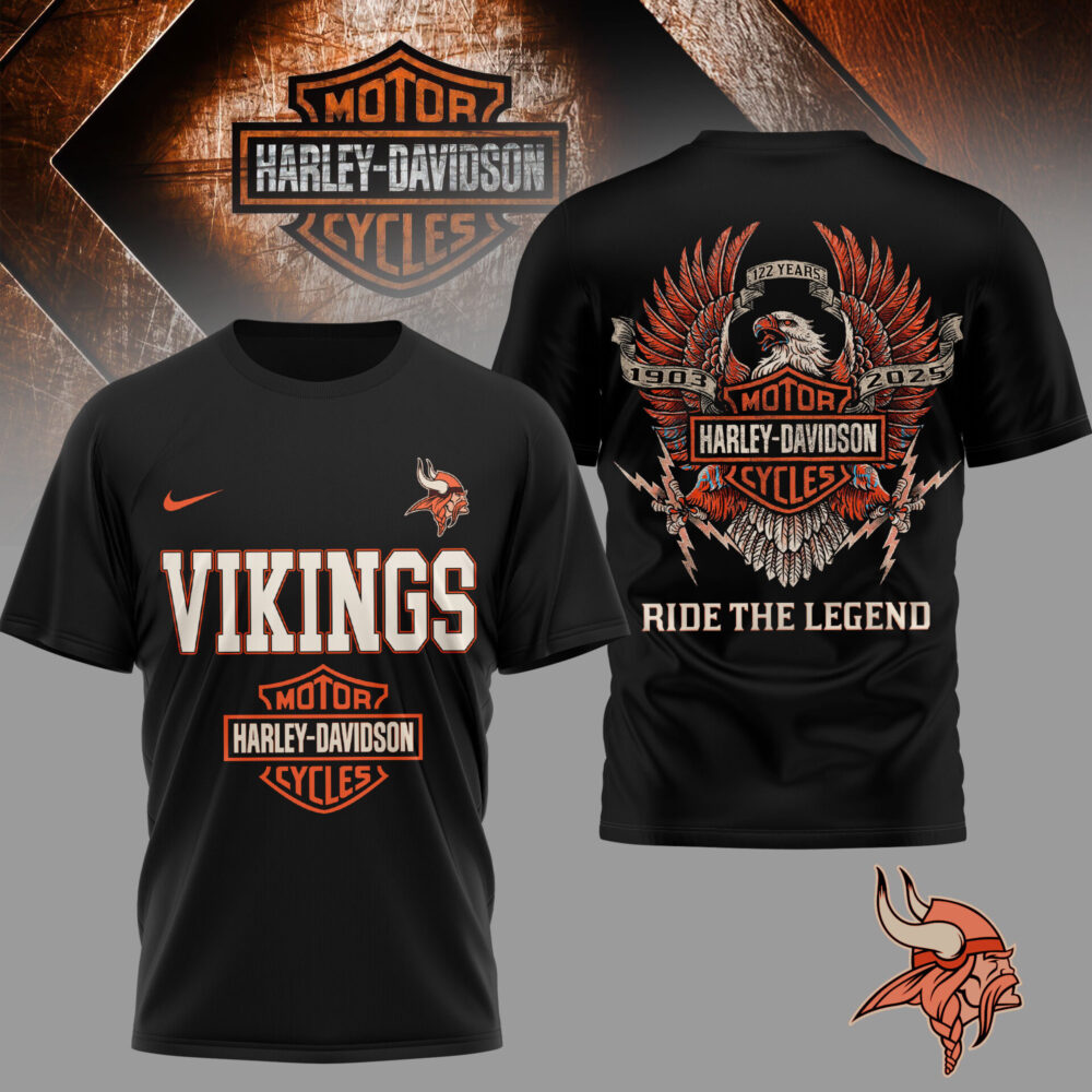 Minnesota Vikings | Premium NFL 122 Year Harley Davidson 3D Shirt TD