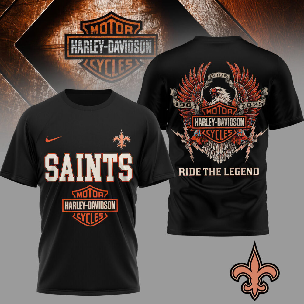 New Orleans Saints | Premium NFL 122 Year Harley Davidson 3D Shirt TD
