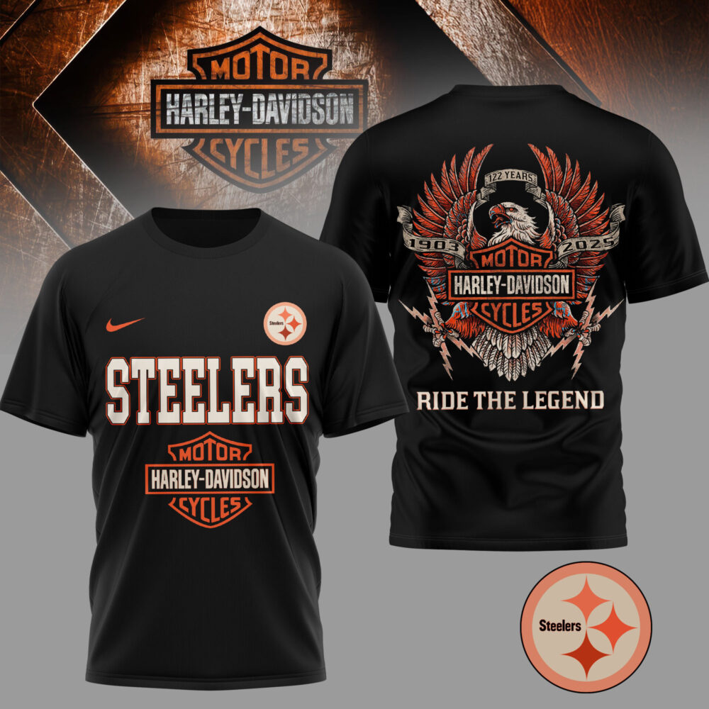 Pittsburgh Steelers | Premium NFL 122 Year Harley Davidson 3D Shirt TD - M