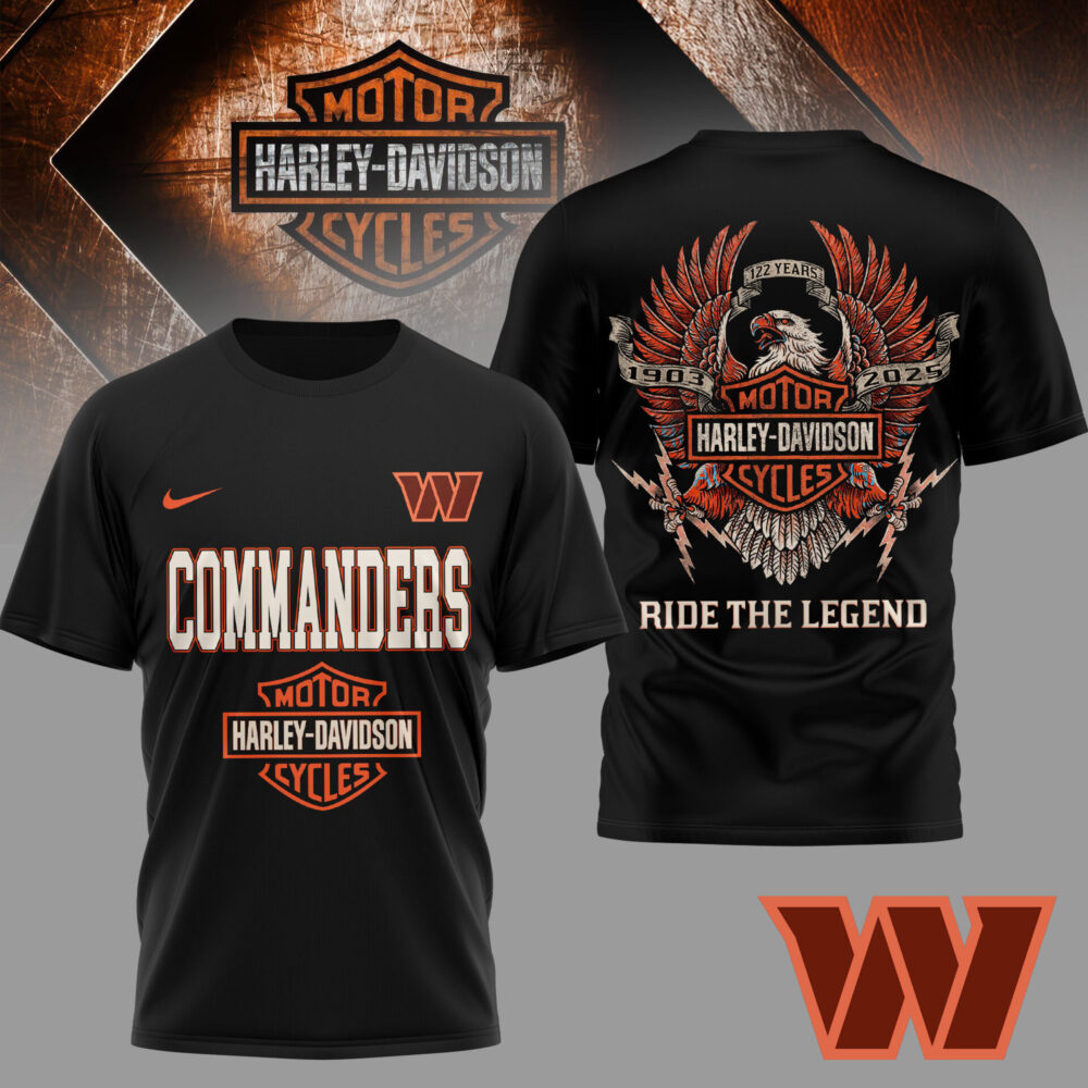 Washington Commanders | Premium NFL 122 Year Harley Davidson 3D Shirt TD