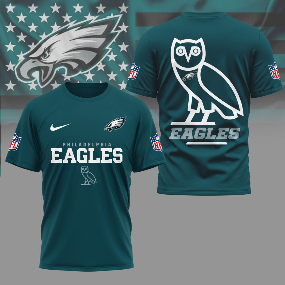 Philadelphia Eagles | Premium NFL and OVO 3D Shirt - Midnight Green