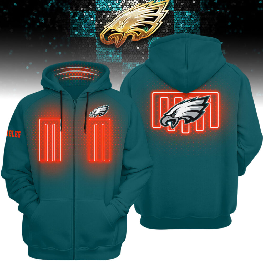 Philadelphia Eagles | Premium NFL Heated Zip Hoodie - Midnight Green