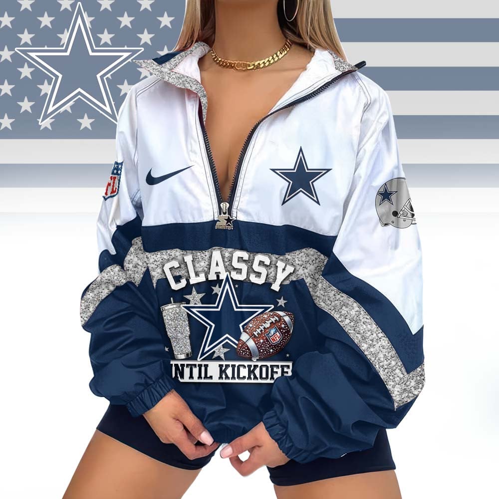 Dallas Cowboys | Premium NFL Classy Until Kickoff V-Neck Zipper Jackets MM