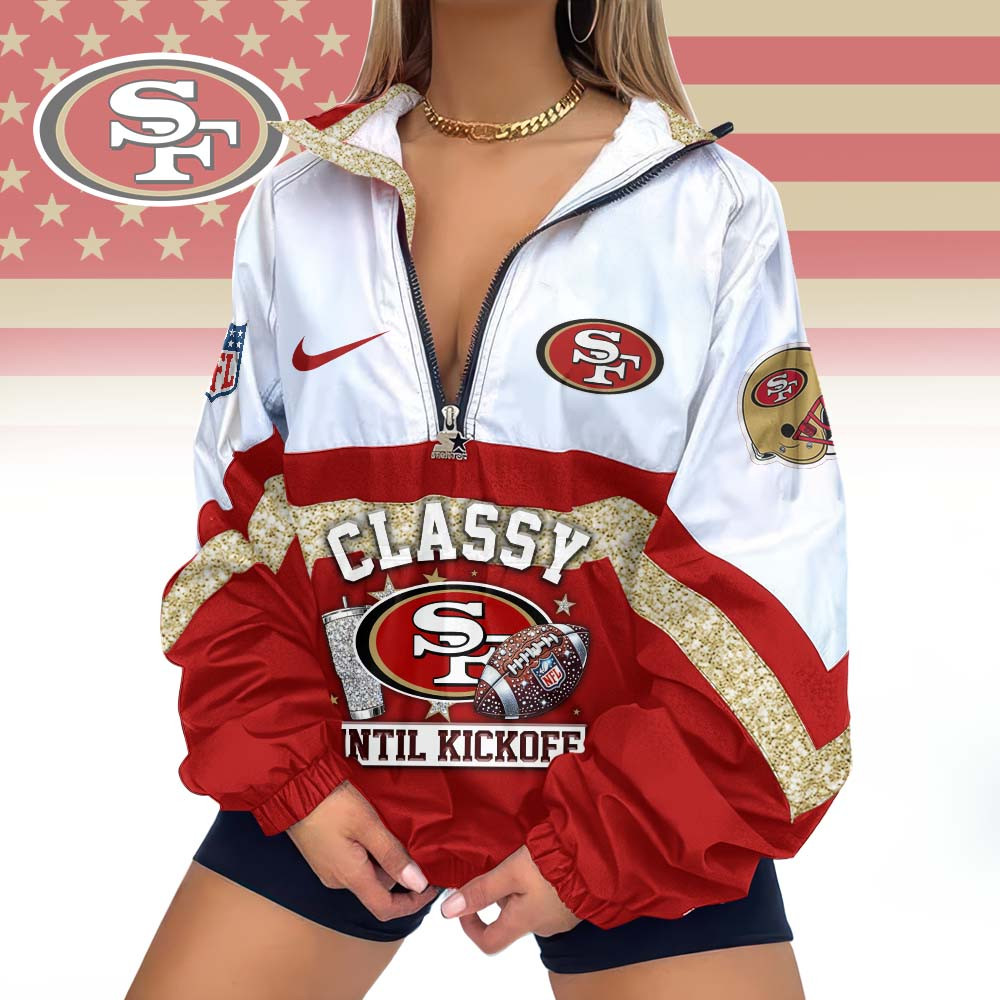 San Francisco 49ers | Premium NFL Classy Until Kickoff V-Neck Zipper Jackets MM