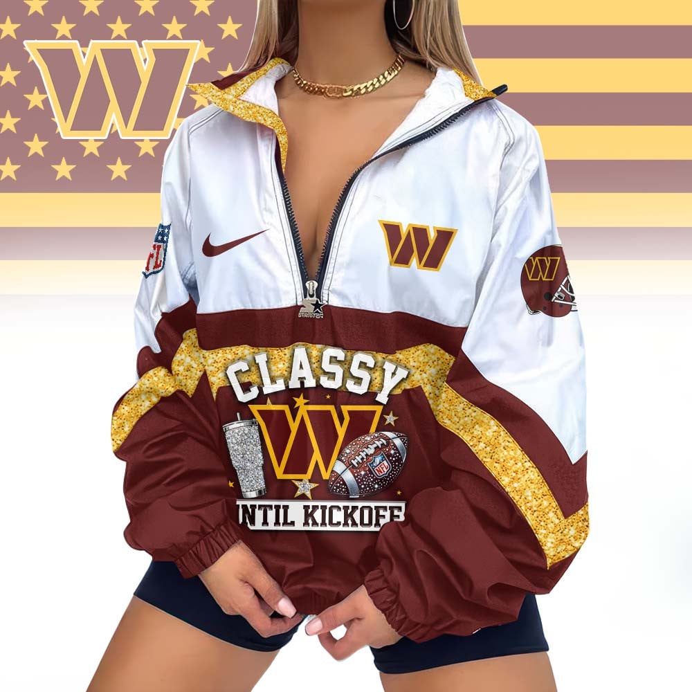 Washington Commanders | Premium NFL Classy Until Kickoff V-Neck Zipper Jackets MM