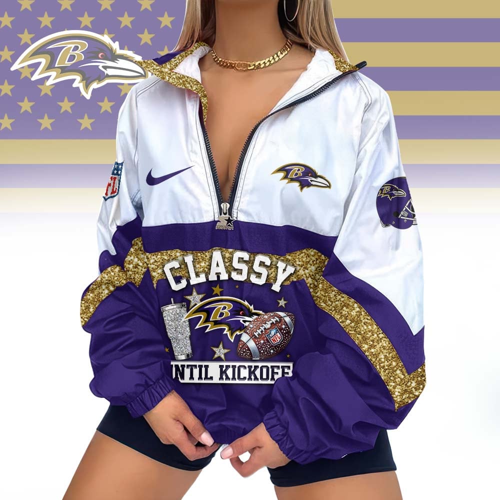 Baltimore Ravens | Premium NFL Classy Until Kickoff V-Neck Zipper Jackets MM