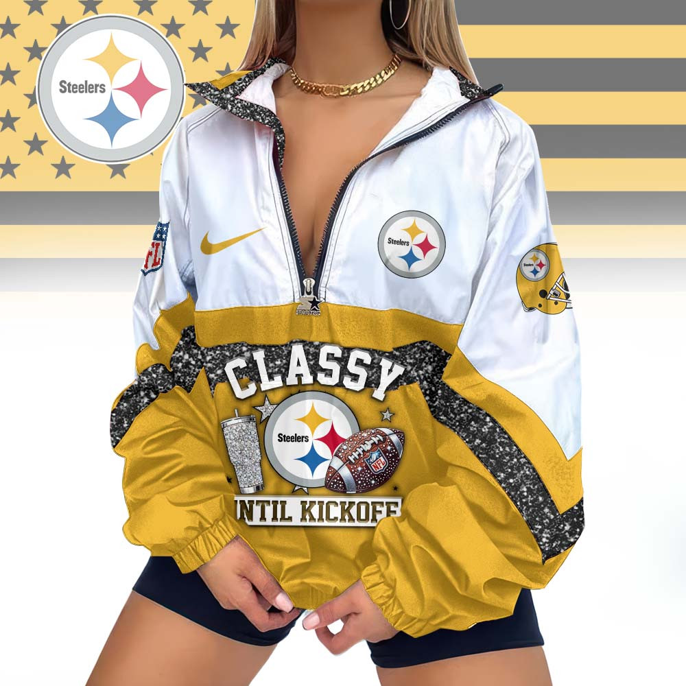 Pittsburgh Steelers | Premium NFL Classy Until Kickoff V-Neck Zipper Jackets MM