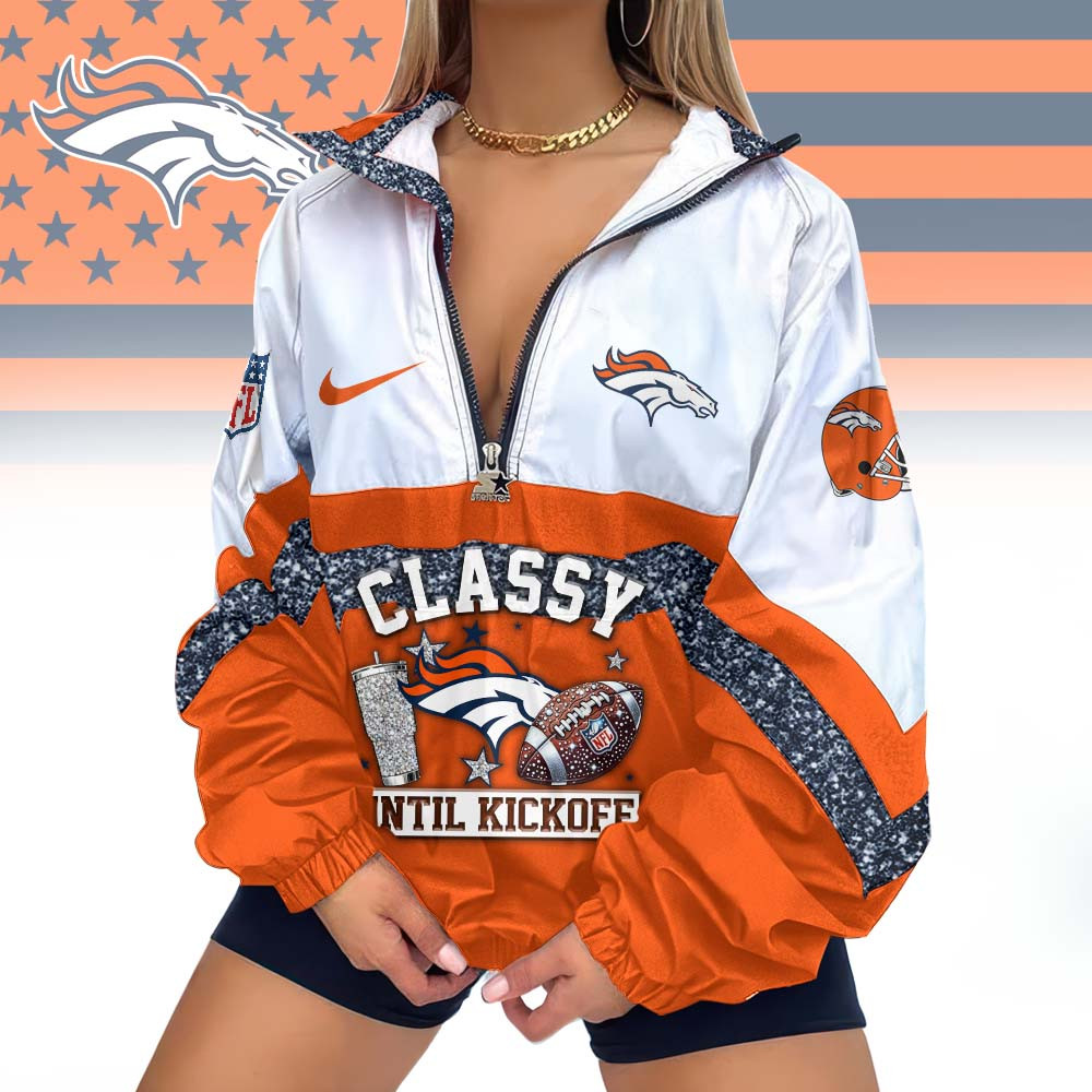 Denver Broncos | Premium NFL Classy Until Kickoff V-Neck Zipper Jackets MM