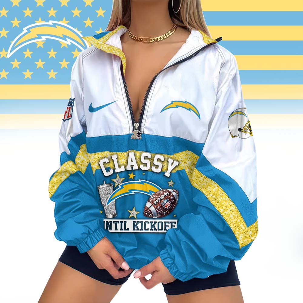 Los Angeles Chargers | Premium NFL Classy Until Kickoff V-Neck Zipper Jackets MM