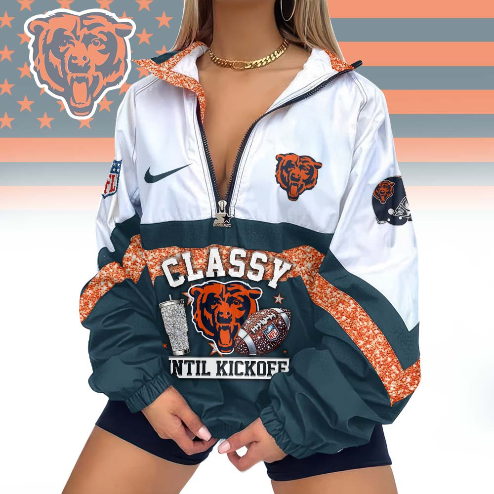Chicago Bears | Premium NFL Classy Until Kickoff V-Neck Zipper Jackets MM