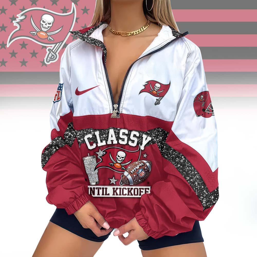 Tampa Bay Buccaneers | Premium NFL Classy Until Kickoff V-Neck Zipper Jackets MM