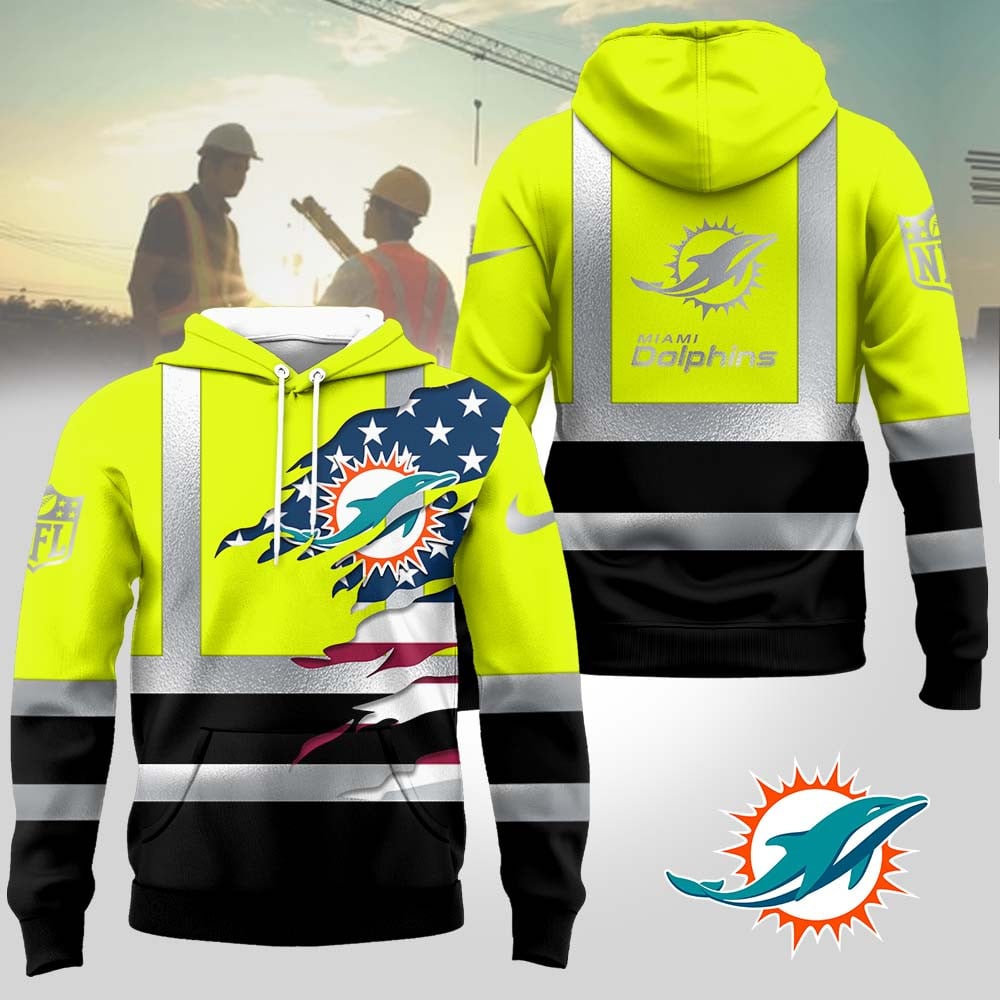 Miami Dolphins | Premium NFL Patriotic Hi-Vis Safety Hoodie MM