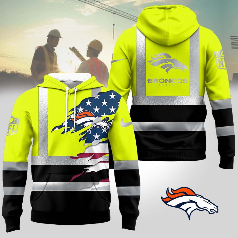 Denver Broncos | Premium NFL Patriotic Hi-Vis Safety Hoodie MM