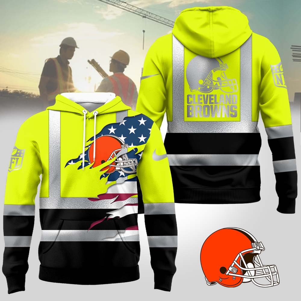 Cleveland Browns | Premium NFL Patriotic Hi-Vis Safety Hoodie MM - L