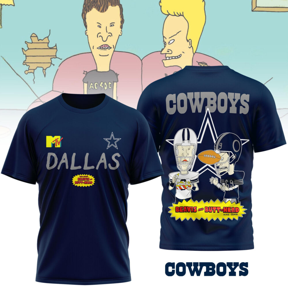 Dallas Cowboys | Premium NFL Funny Beavis and Butt-Head Shirt MM - S, Blue