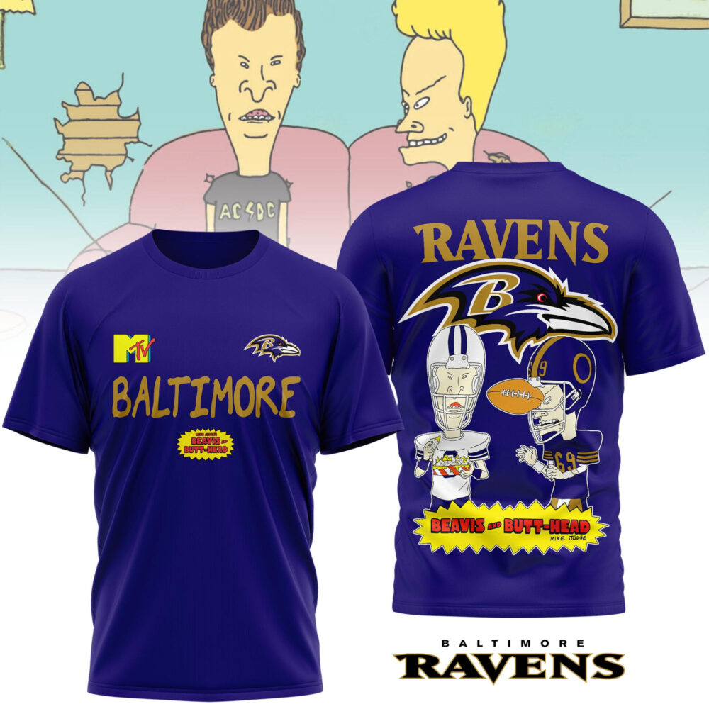Baltimore Ravens | Premium NFL Funny Beavis and Butt-Head Shirt MM - 3Xl, Purple
