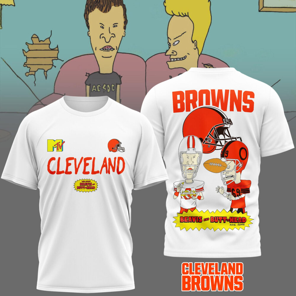 Cleveland Browns | Premium NFL Funny Beavis and Butt-Head Shirt MM - S, White