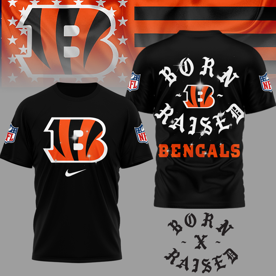 Cincinnati Bengals | Premium NFL Born x Raised 3D Shirt - Black