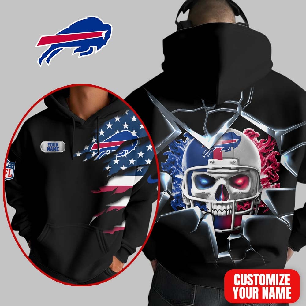 Buffalo Bills | Premium NFL Customizable Skull Hoodie MM