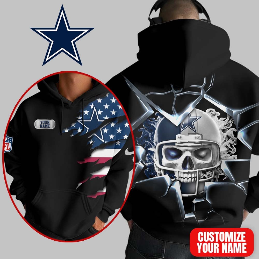 Dallas Cowboys | Premium NFL Customizable Skull Hoodie MM