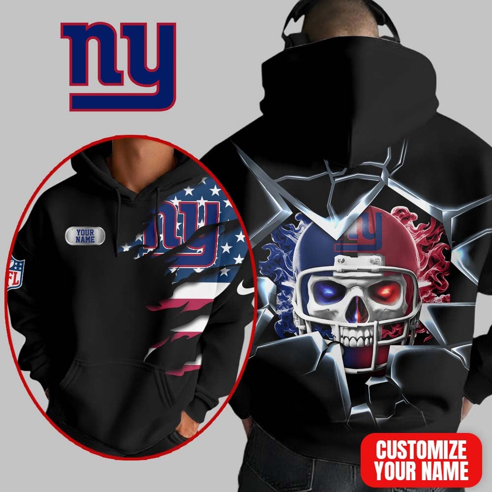 New York Giants | Premium NFL Customizable Skull Hoodie MM