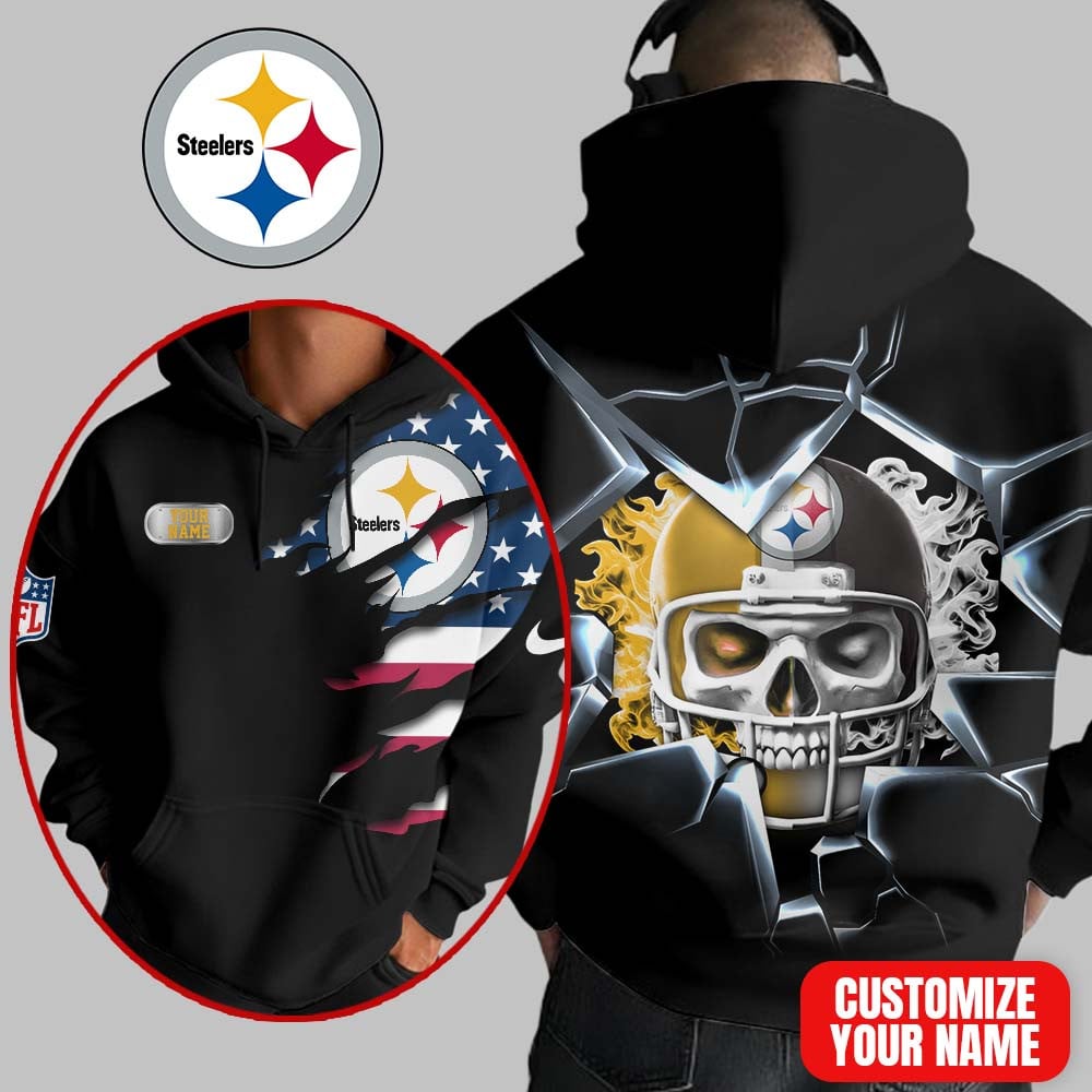 Pittsburgh Steelers | Premium NFL Customizable Skull Hoodie MM